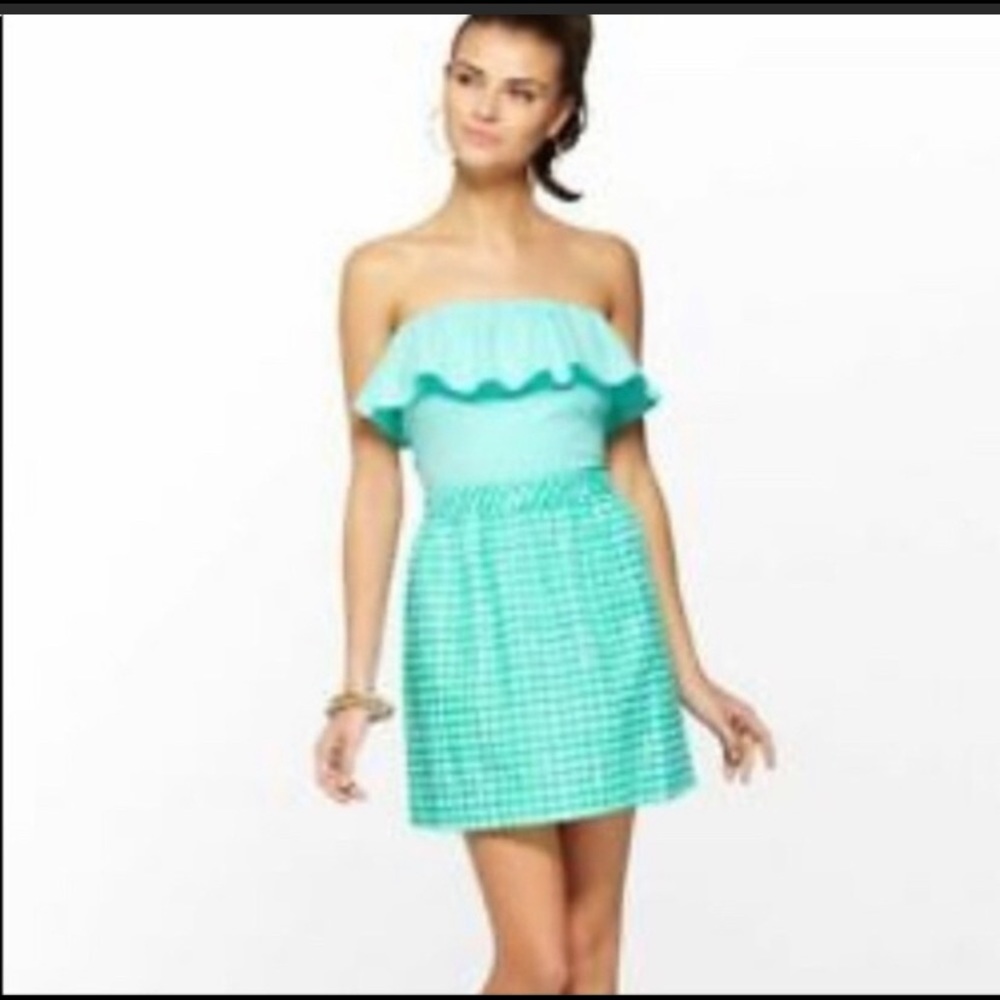 NWT Lilly Pulitzer Glenda green painterly gingham L